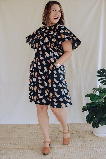 Sew to Grow Frankie Shift and Top sewing pattern, flutter sleeves, side panel pockets, optional tie, versatile lightweight top