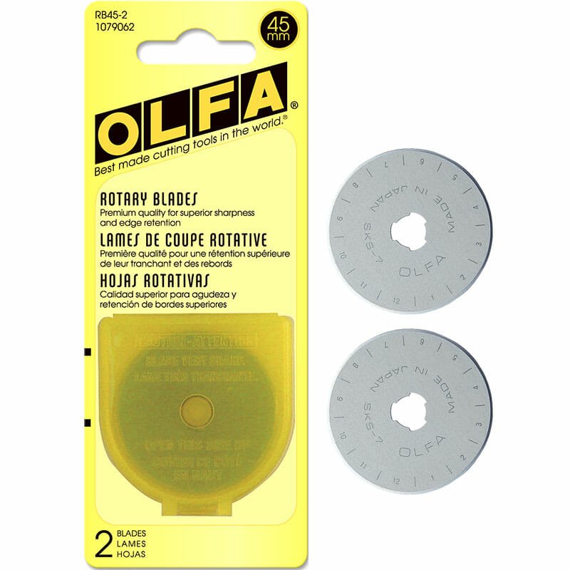 OLFA Rotary Blades – 45mm (2-Pack) | High-Quality Tungsten Steel Blades for Quilting, Sewing & Crafts