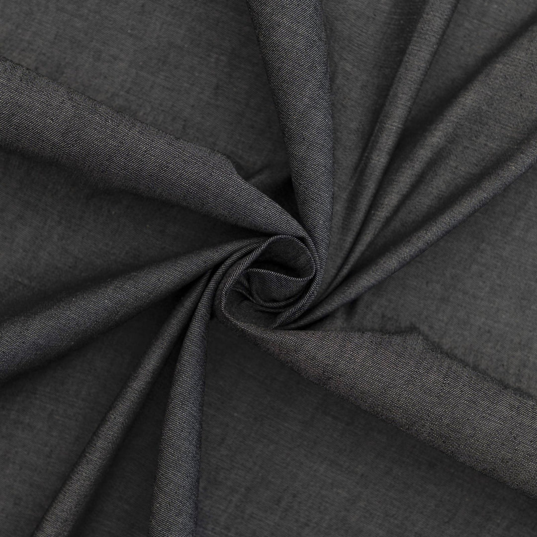 Black chambray shirting fabric - lightweight 100% cotton - 61 inch width
