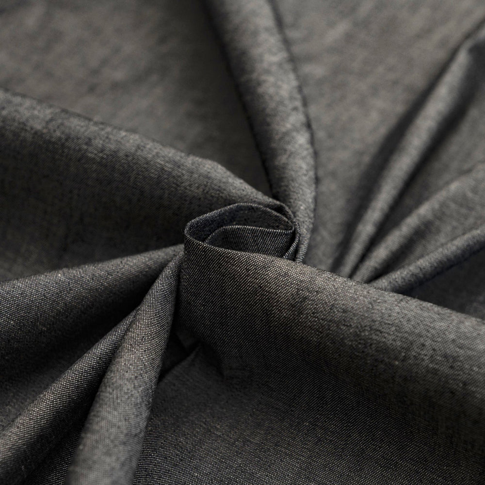 Black chambray shirting fabric - lightweight 100% cotton - 61 inch width