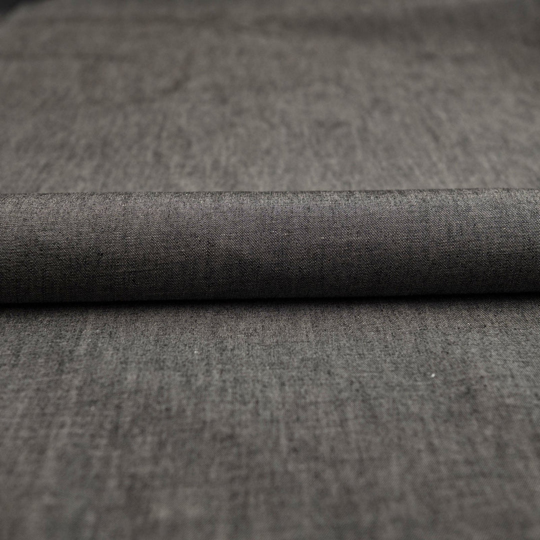 Black chambray shirting fabric - lightweight 100% cotton - 61 inch width