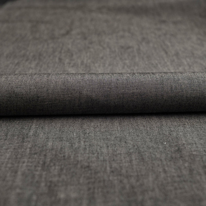 Black chambray shirting fabric - lightweight 100% cotton - 61 inch width