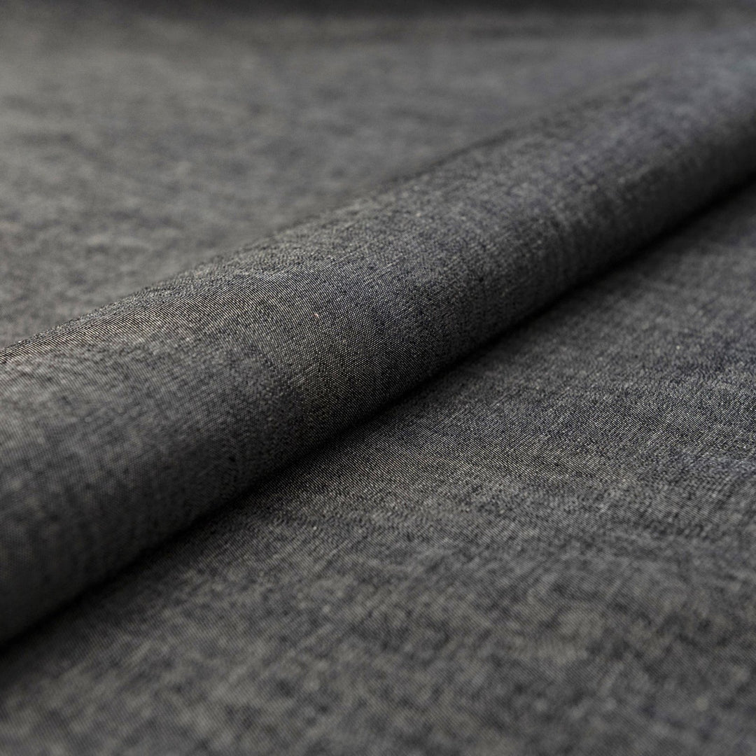 Black chambray shirting fabric - lightweight 100% cotton - 61 inch width