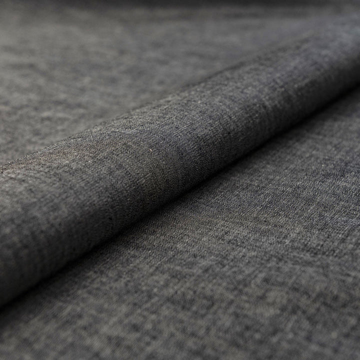 Black chambray shirting fabric - lightweight 100% cotton - 61 inch width