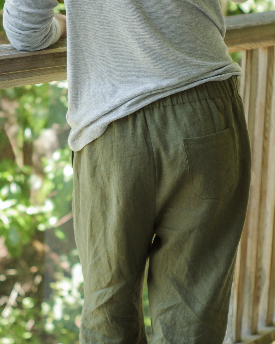 Thread Theory Eastwood Pajamas sewing pattern classic straight-leg pajama pants with elastic waistband and optional patch pocket