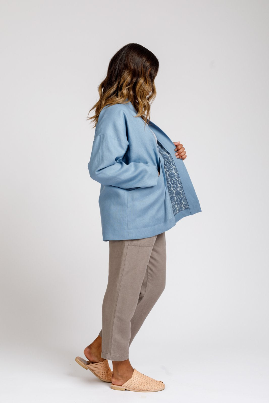 Megan Nielsen Hovea sewing pattern loose-fit drop shoulder jacket and coat with pockets and optional quilting