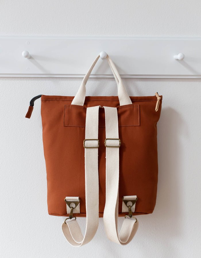 Noodlehead Buckthorn Backpack and Tote sewing pattern for DIY zip-top organizer bag with pockets
