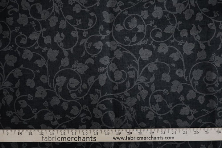 Linen Print - Black 2-tone Floral