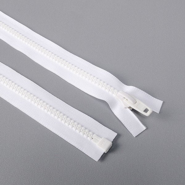 YKK Vision 26-Inch White Separating Decorative Zipper for Jackets and Bags – Metallic Teeth Fashion Zipper