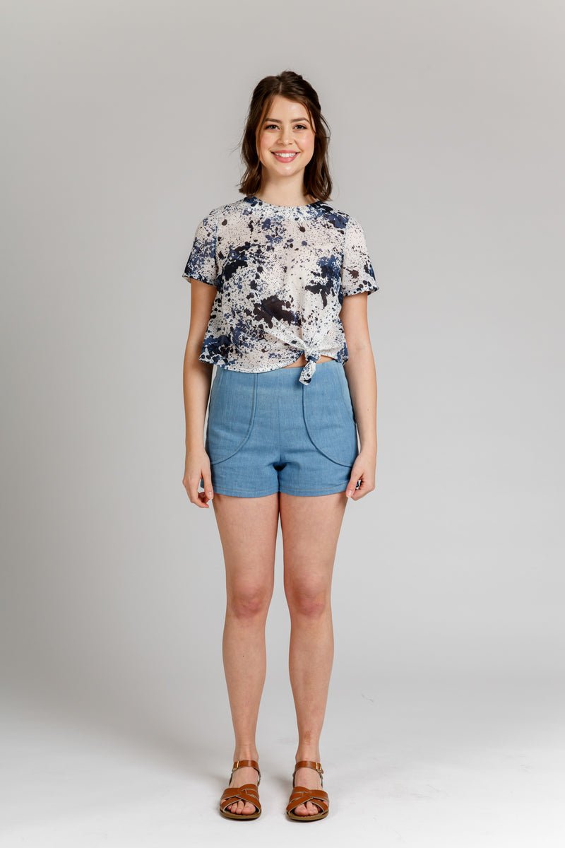 Megan Nielsen - Harper sewing pattern for stylish shorts or pleated skort with pockets, full lining, and modern fit in sizes XS–XL