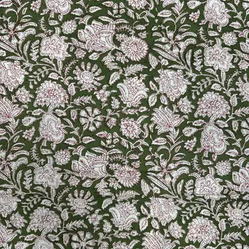 Indian Hand Printed Cotton - Vine Floral Forest