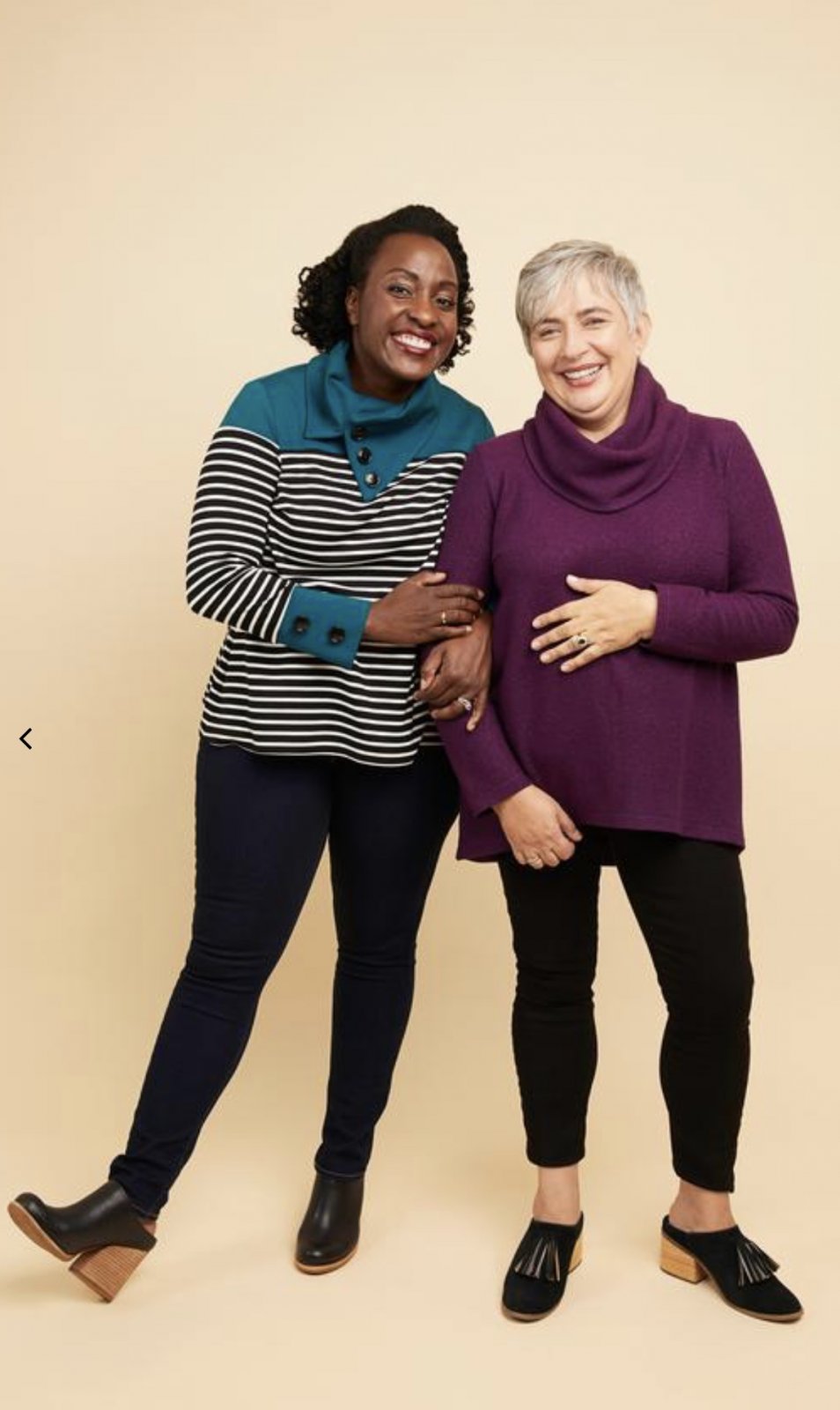 Cashmerette Tobin Sweater sewing pattern featuring split neck, cowl neck, and classic sweatshirt options with curve-friendly fit