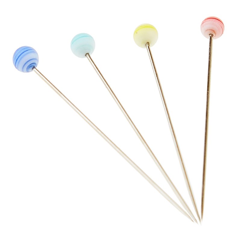 Clover Marbled Glass Head Pins - 20 Count with Heat-Resistant Glass Heads for Sewing and Quilting