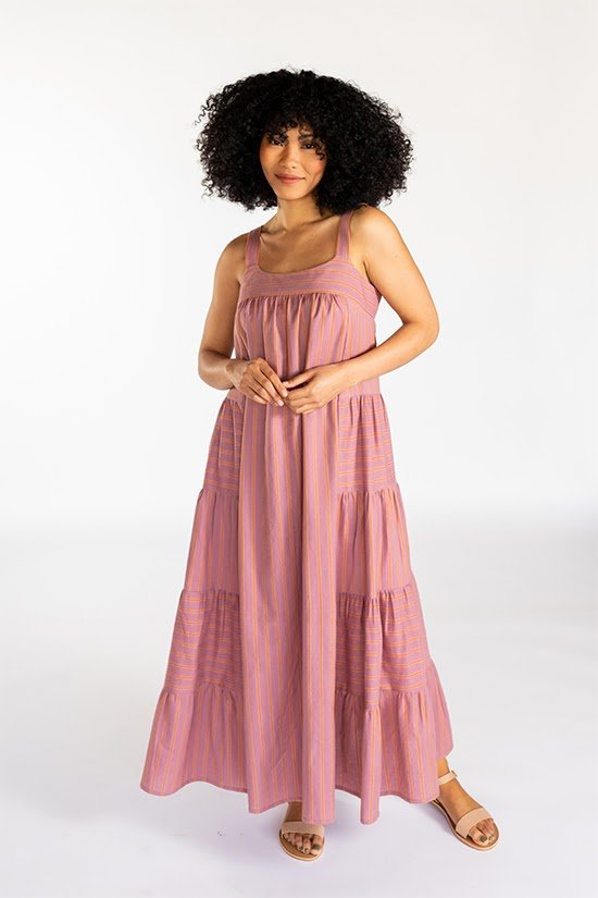 Chalk & Notch Marcel Dress & Tank Top sewing pattern with fitted high bust and flowing silhouette