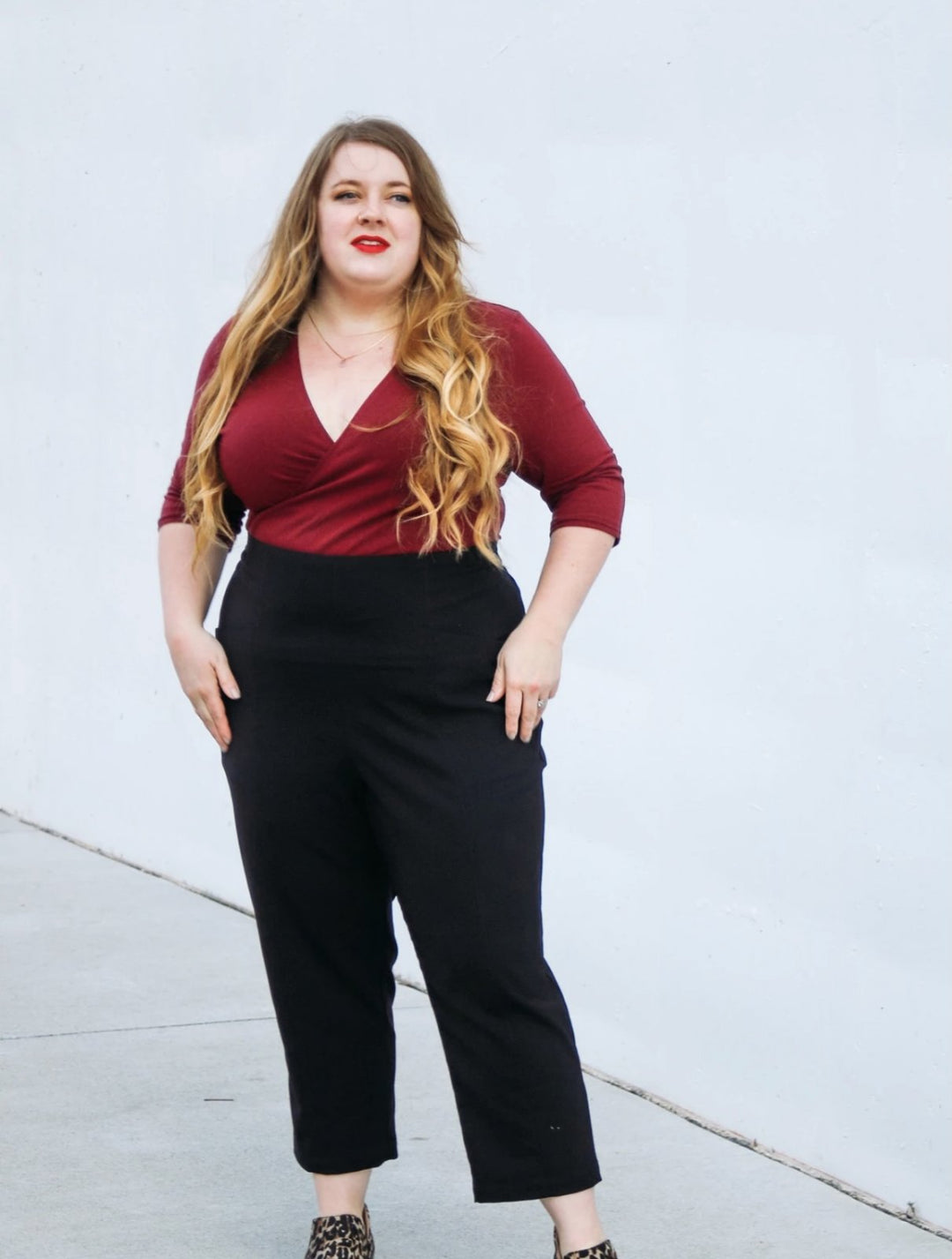 Allie Olson Elio Top sewing pattern with faux wrap silhouette and sleeve length options