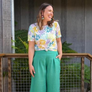 Sew to Grow Carolina Culottes sewing pattern with pants and shorts variations in sizes 8–22.