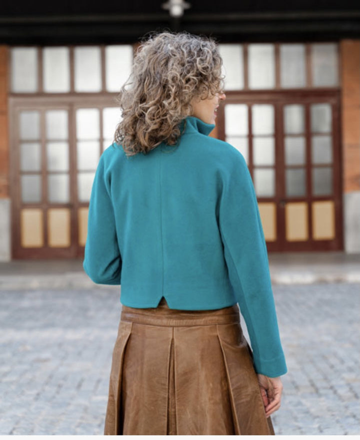 Liesl + Co Yanaka Jacket sewing pattern semifitted cropped blazer-cardigan with cutaway sleeves