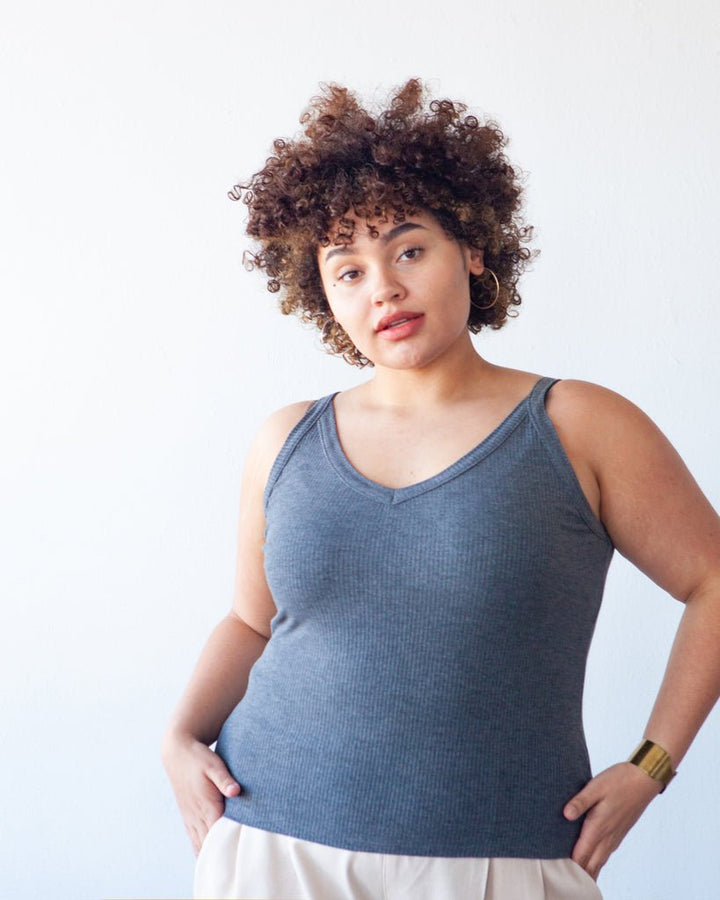 True Bias Zoey Tank & Dress sewing pattern with cropped tank, hip-length tank, and fit-and-flare dress variations in sizes 0–32.