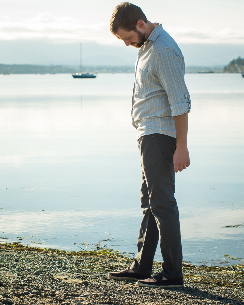 Thread Theory Quadra Jeans sewing pattern modern straight-leg denim with tapered legs and two-piece waistband
