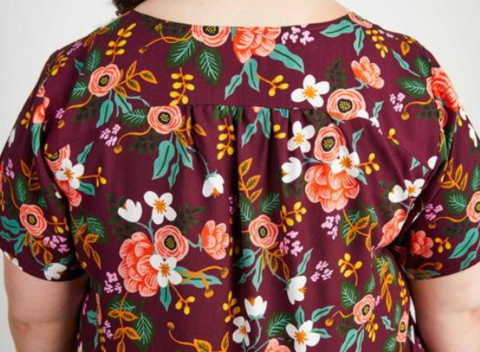 Cashmerette Montrose Top sewing pattern – scoop or jewel neck top with short or elbow-length sleeves, curved or keyhole back.