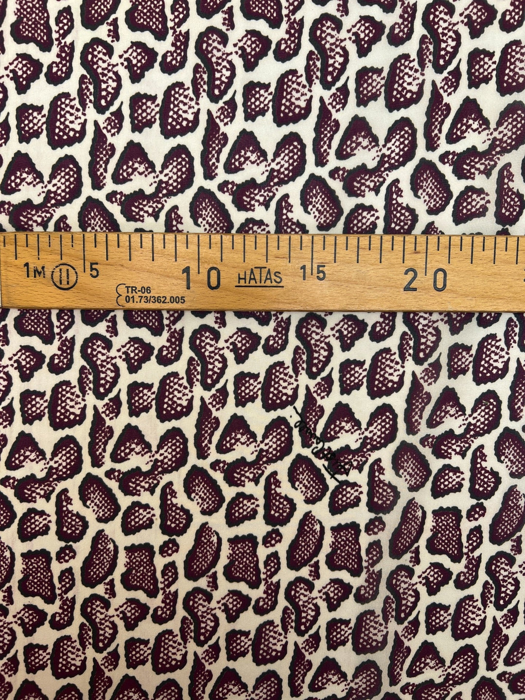 Silk Crepe Animal Print Fabric in Cream, Gray, and Purple - 75% Silk, 49 inches wide, Italian-made