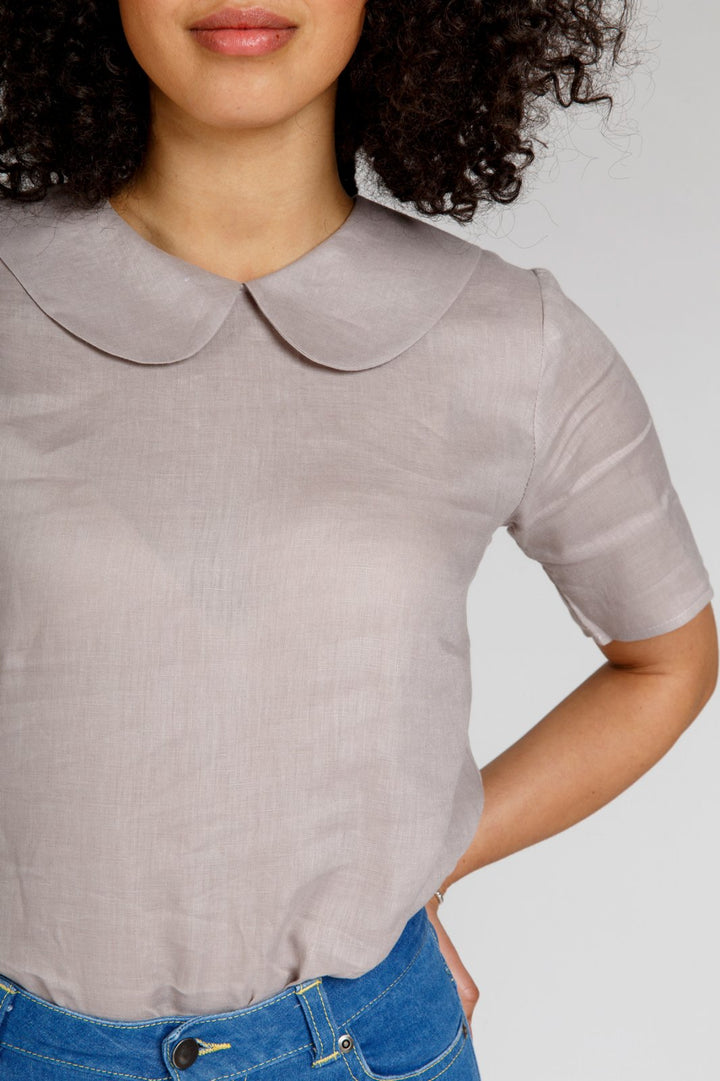 Megan Nielsen Sudley sewing pattern reversible blouse and gathered waist dress with keyhole neckline