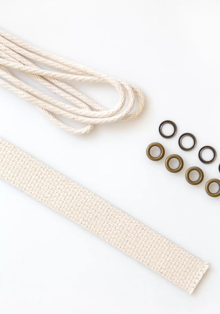Grainline Studio Field Bag Notions Kit with grommets, cotton cord, and leather handle for DIY sewing