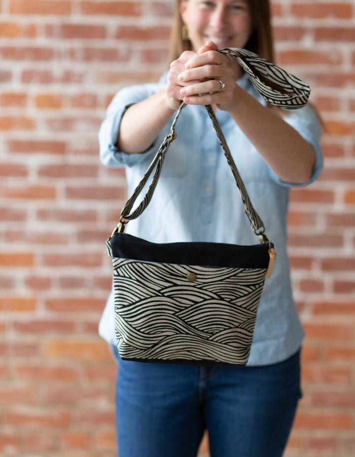 Noodlehead Hillside Tote crossbody bag with zip closure and exterior pockets, available in regular and mini sizes