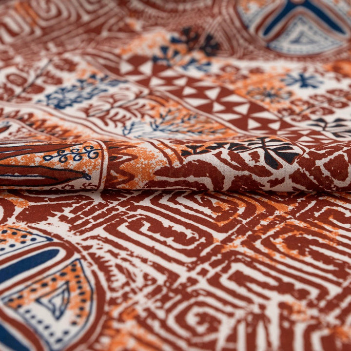 Cotton Lawn Spice Sunset Batik – 100% cotton, 54 inches wide, lightweight breathable fabric for sewing blouses, dresses, and bohemian-style garments
