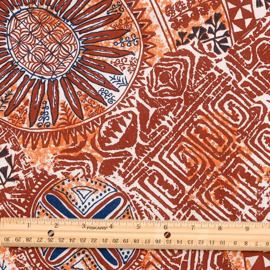 Cotton Lawn Spice Sunset Batik – 100% cotton, 54 inches wide, lightweight breathable fabric for sewing blouses, dresses, and bohemian-style garments