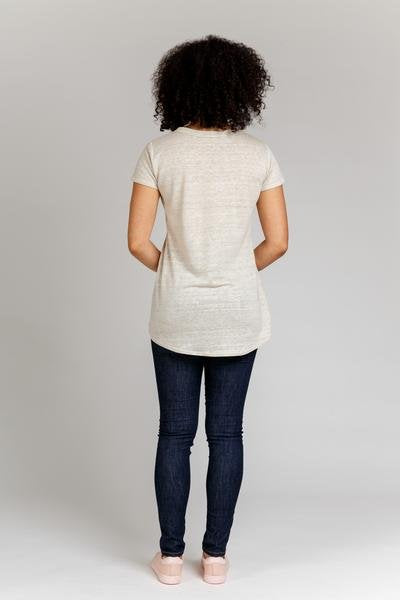 Megan Nielsen Briar sewing pattern featuring crop and standard-length tops, multiple sleeve options, patch pockets, and curved hem