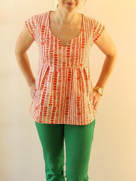 Made by Rae Trillim dress or top with scoop neckline, shirring back, and pockets in cotton fabric