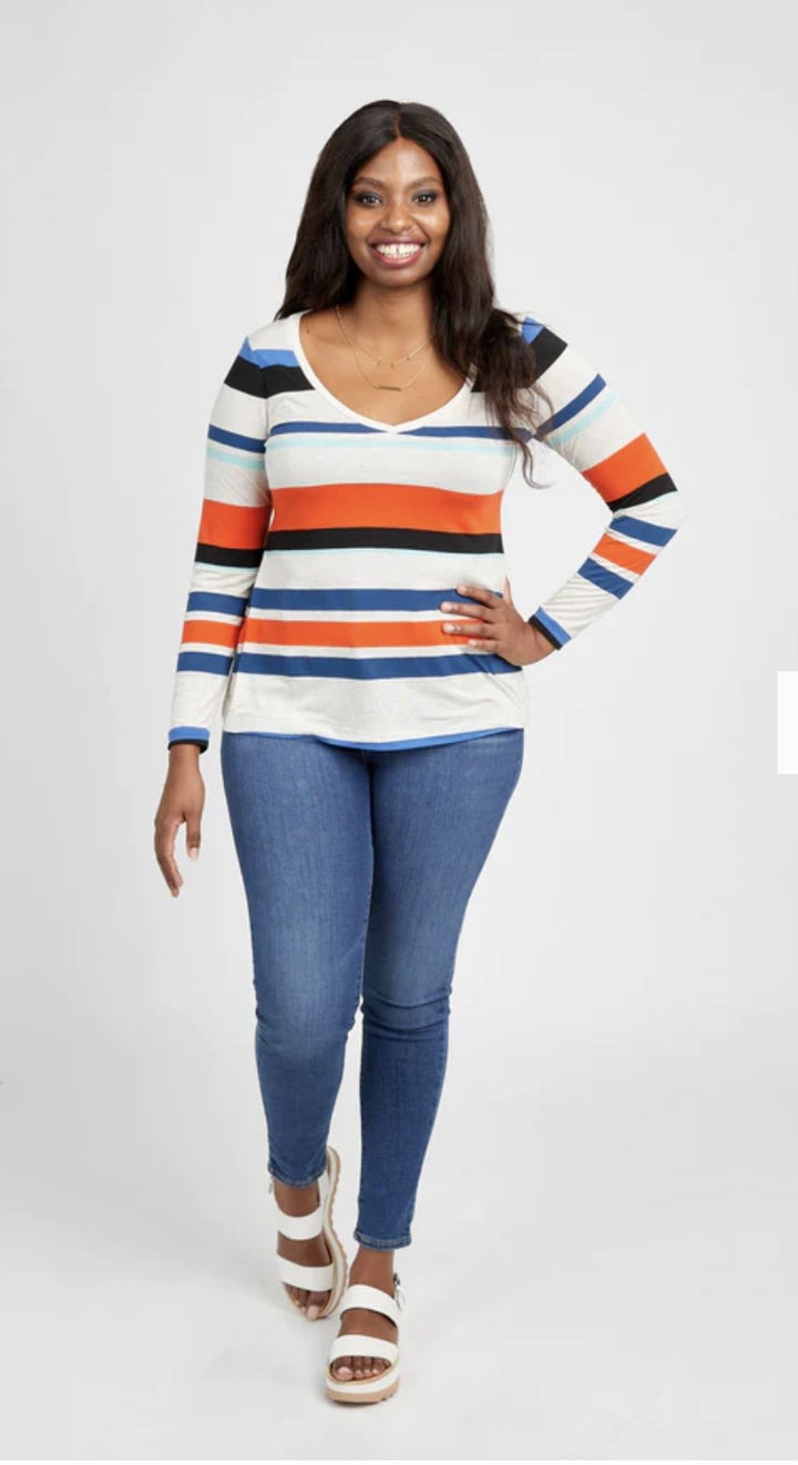 Cashmerette Concord T-Shirt sewing pattern with multiple neckline and sleeve options for curvy sizes C–H