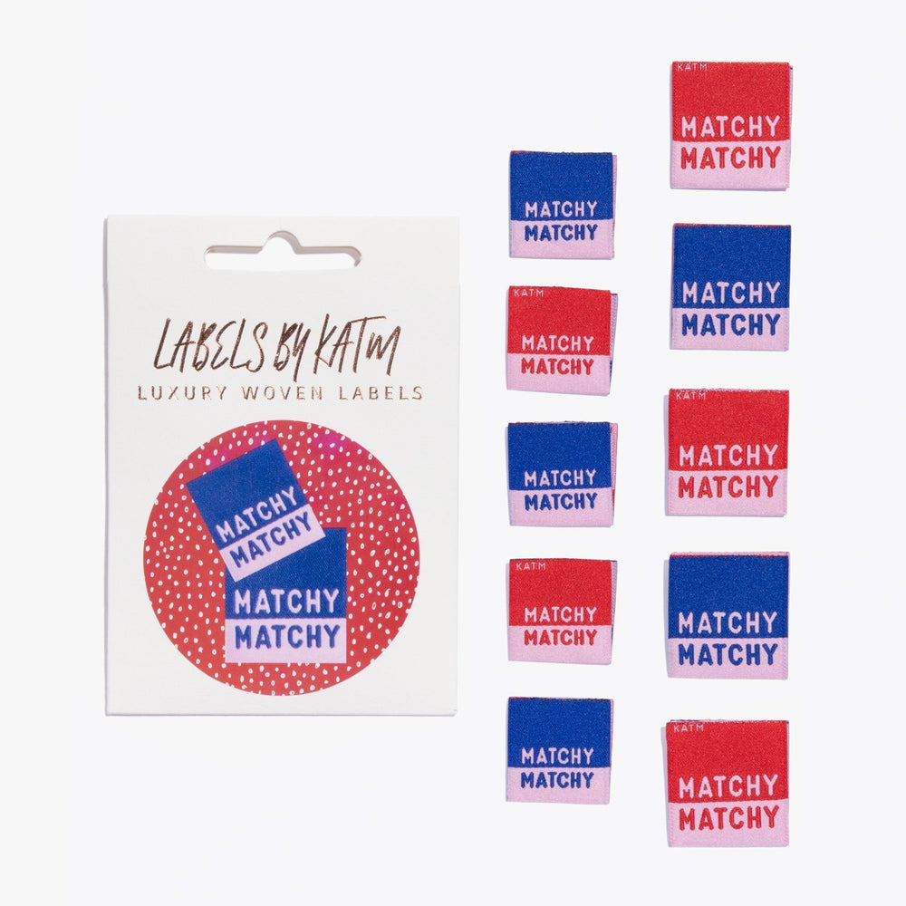 Kylie and the Machine Matchy Matchy Woven Sewing Labels - Double-Sided Custom Clothing Tags for DIY Sewing Projects