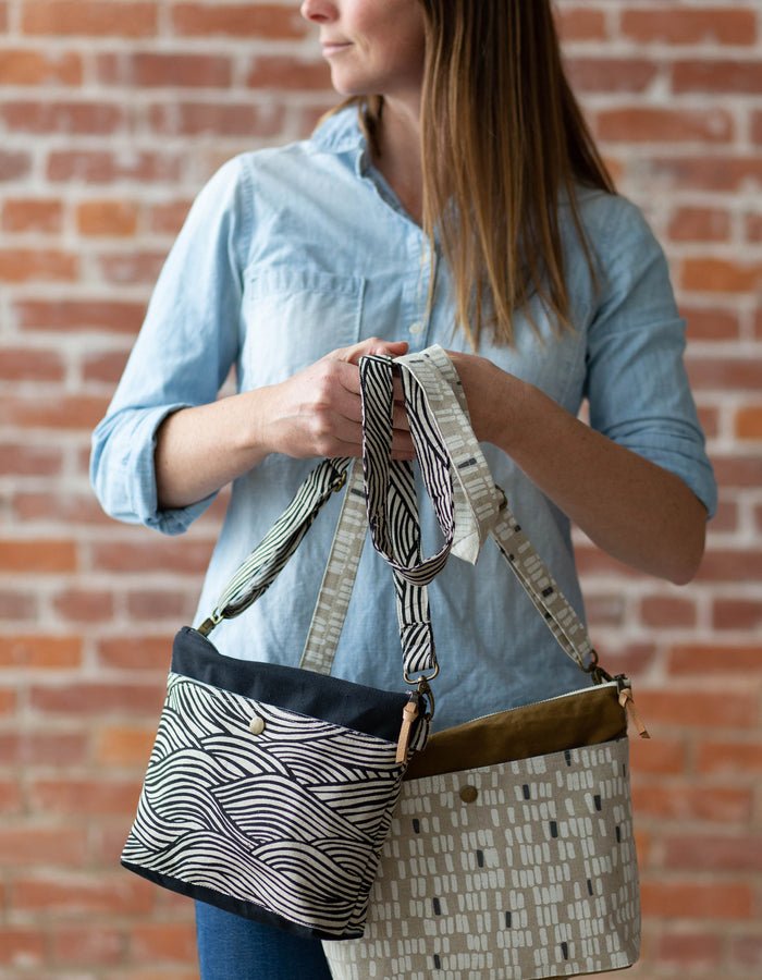 Noodlehead Hillside Tote crossbody bag with zip closure and exterior pockets, available in regular and mini sizes