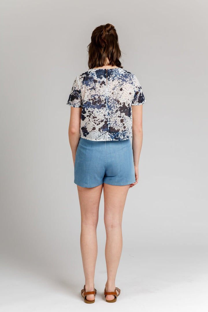 Megan Nielsen - Harper sewing pattern for stylish shorts or pleated skort with pockets, full lining, and modern fit in sizes XS–XL