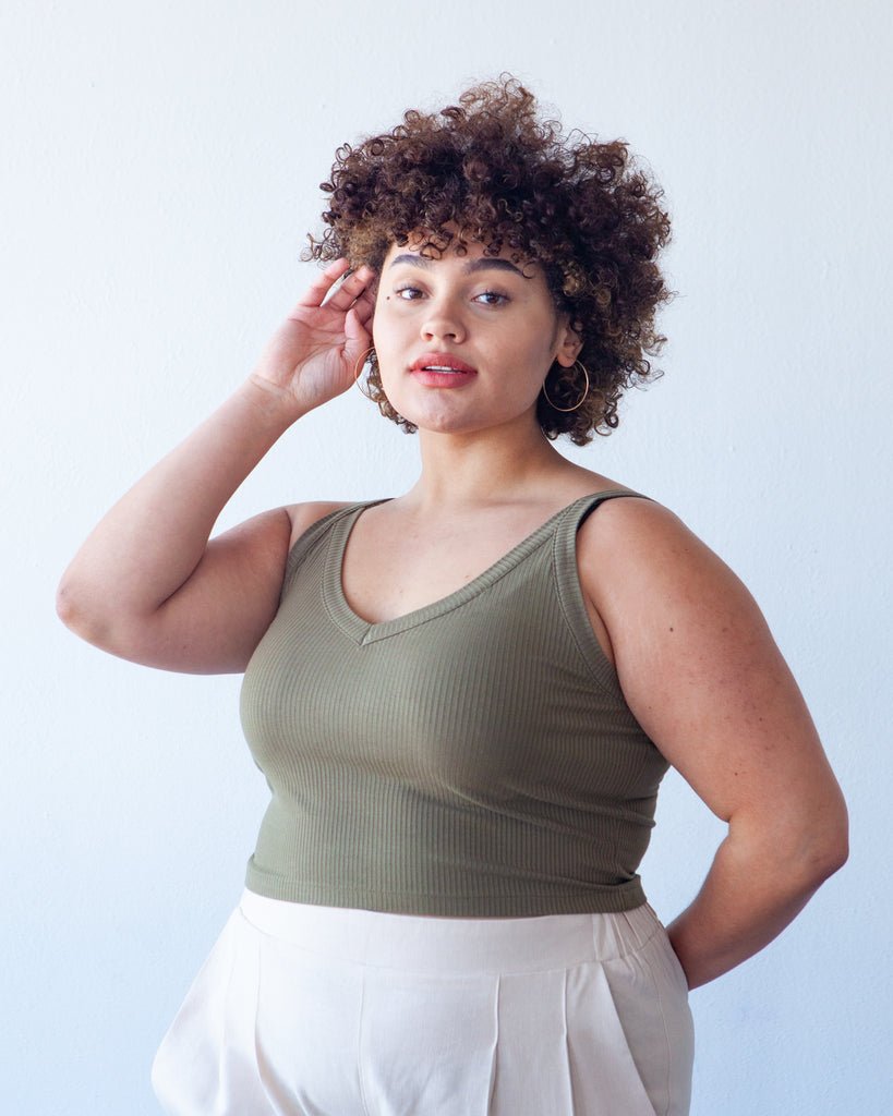 True Bias Zoey Tank & Dress sewing pattern with cropped tank, hip-length tank, and fit-and-flare dress variations in sizes 0–32.