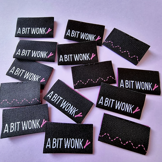SA Labels A Bit Wonky humorous garment tags for imperfect sewing projects