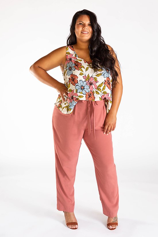 Allie Olson Elio Top sewing pattern with faux wrap silhouette and sleeve length options