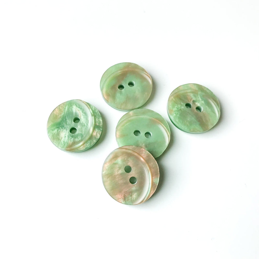 18mm Mother of Pearl Finish Buttons - German-Made Polyester Buttons with Iridescent Sheen for Dresses & Blouses