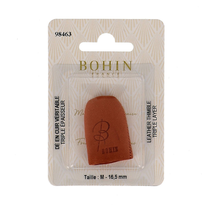Bohin medium leather thimble with reinforced top for hand-sewing