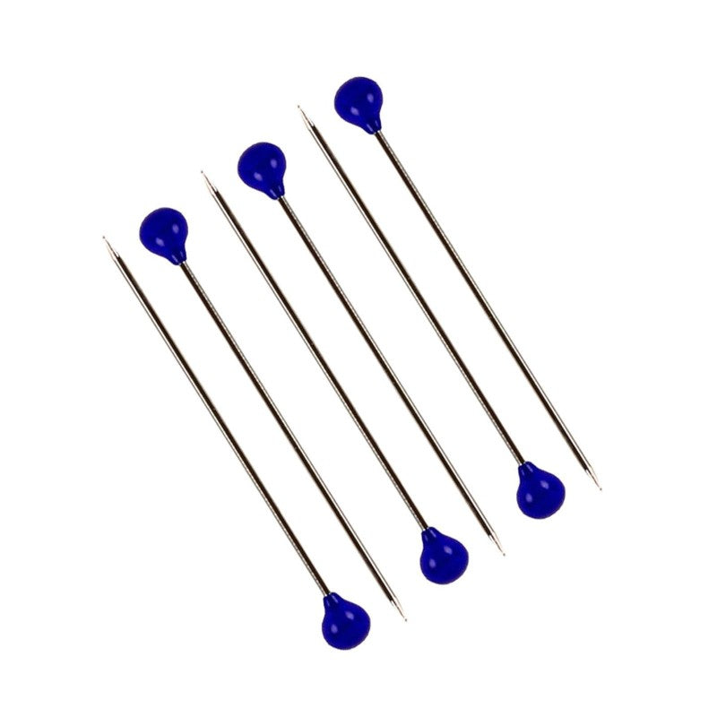 Bohin France 1.25-inch cobalt blue glass head pins, 80-count pack