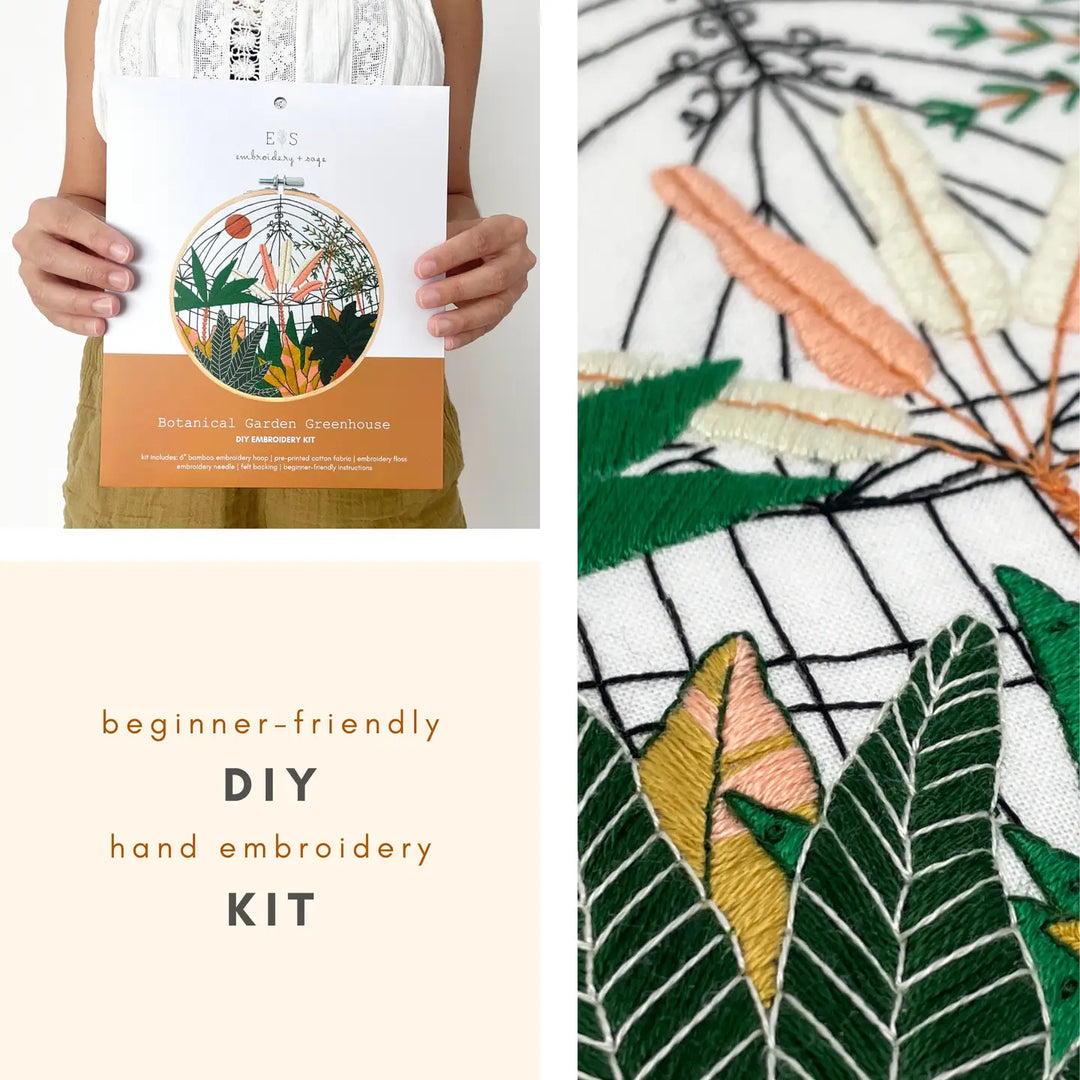 Embroidery Kit - Botanical Greenhouse Garden