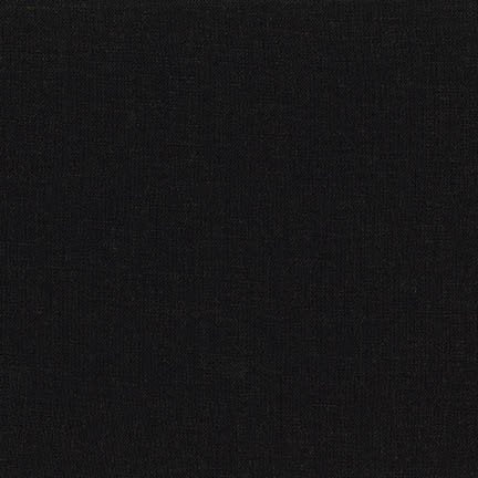 Brussels Washer Linen in classic black, medium-weight linen-rayon blend with soft drape, perfect for sewing dresses, tops, skirts, and everyday garments.

