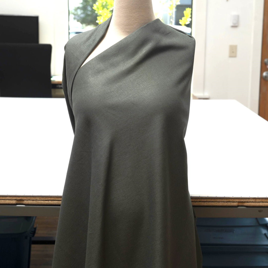 Brussels Washer Linen fabric in kelp color, medium-weight linen and rayon blend with natural texture and soft drape

