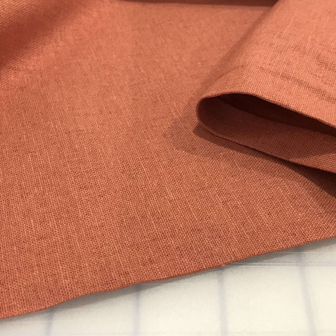 Brussels Washer Linen Pink Clay – medium-weight 55% linen 45% rayon fabric with soft drape, ideal for dresses, skirts, and tops.