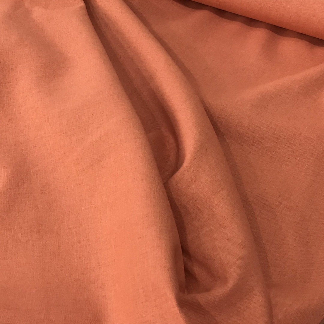 Brussels Washer Linen Pink Clay – medium-weight 55% linen 45% rayon fabric with soft drape, ideal for dresses, skirts, and tops.