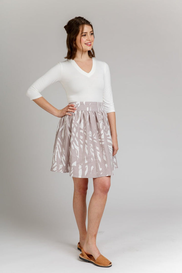 Megan Nielsen - Brumby Skirt sewing pattern with gathered skirt design, deep scoop pockets, exposed zipper, and length variations in sizes 0–20