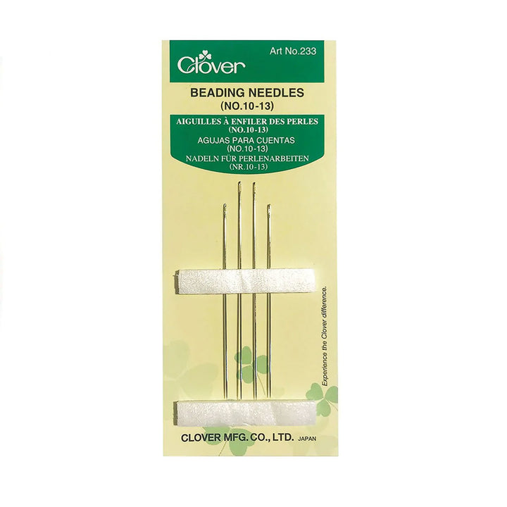 Clover Beading Needles No. 10–13 pack with long thin needles for embroidery and beadwork