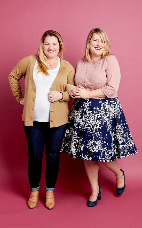 Cashmerette Fuller Cardigan sewing pattern with raglan sleeves, shoulder and bust darts, deep V-neck, and cropped or mid-hip lengths”